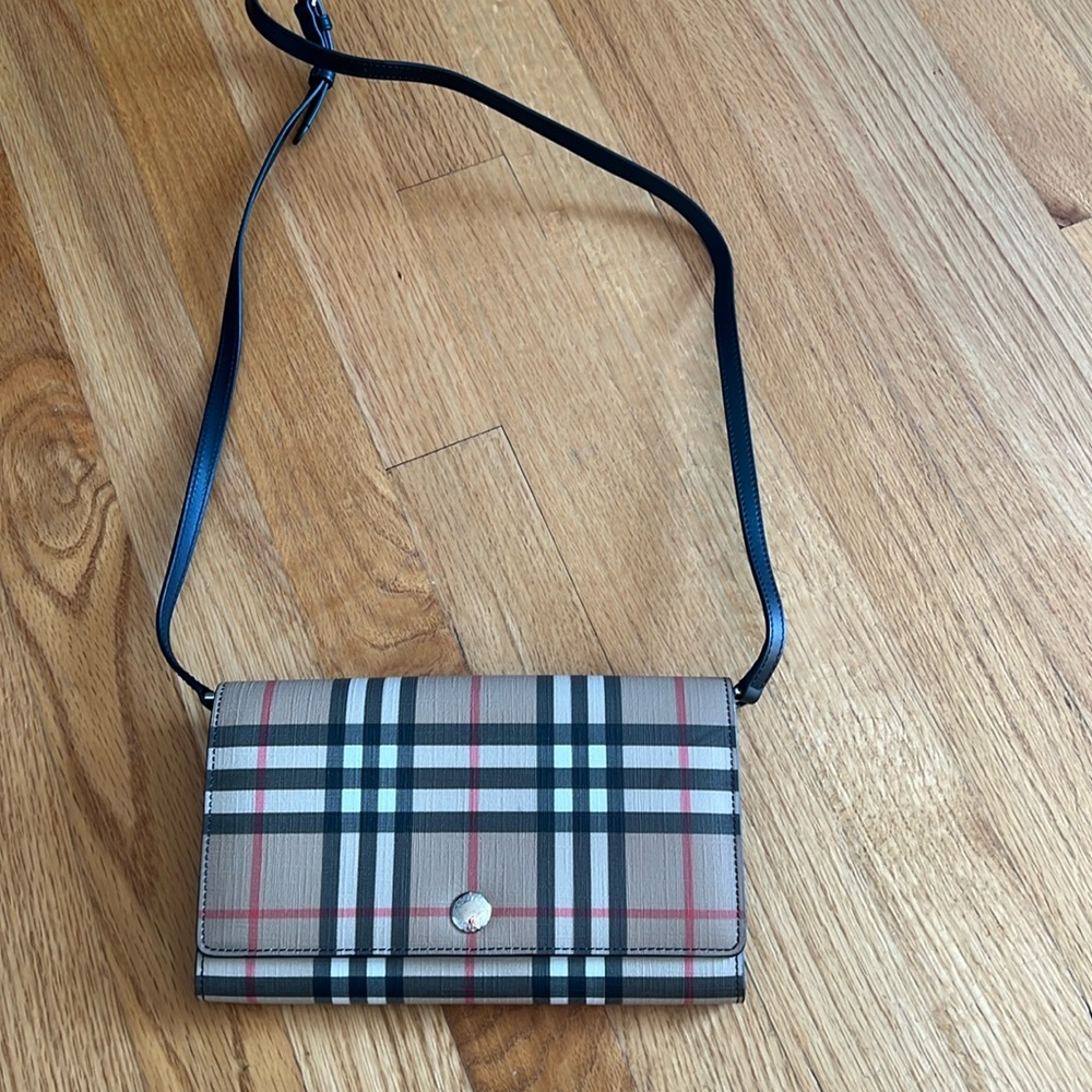Burberry check wallet crossbody